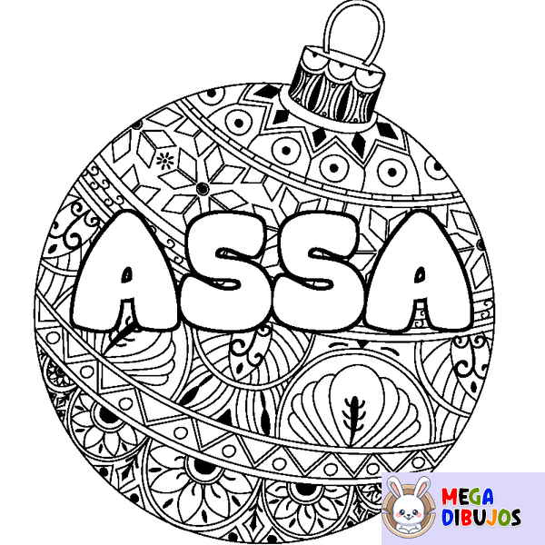 Coloraci&oacute;n del nombre ASSA - decorado bola de Navidad