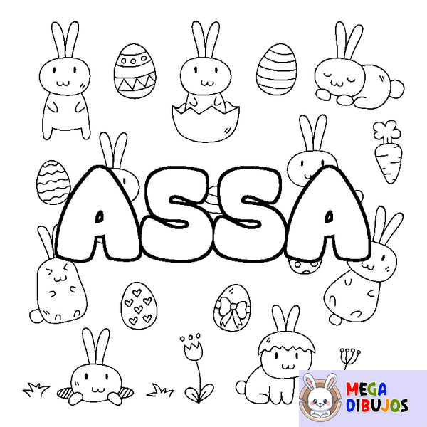 Coloraci&oacute;n del nombre ASSA - decorado Pascua