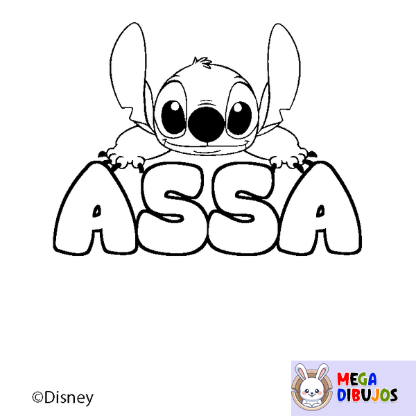 Coloraci&oacute;n del nombre ASSA - decorado Stitch