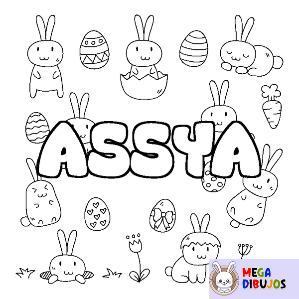 Coloraci&oacute;n del nombre ASSYA - decorado Pascua