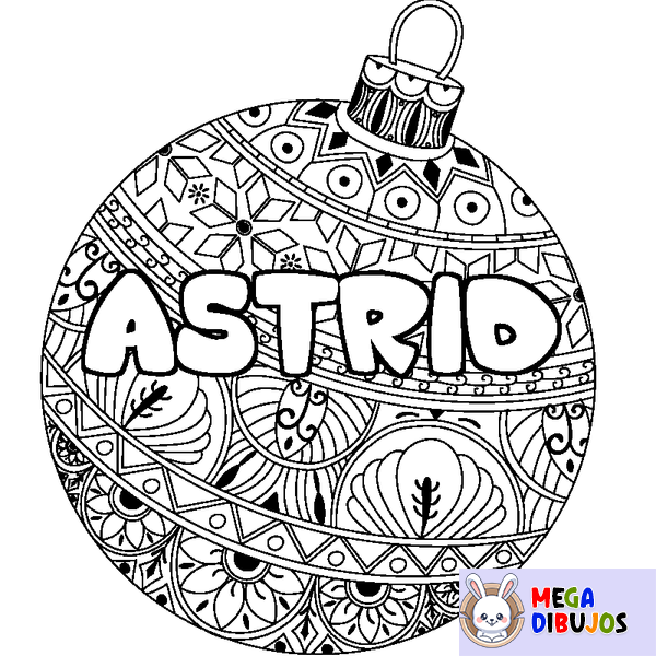 Coloraci&oacute;n del nombre ASTRID - decorado bola de Navidad