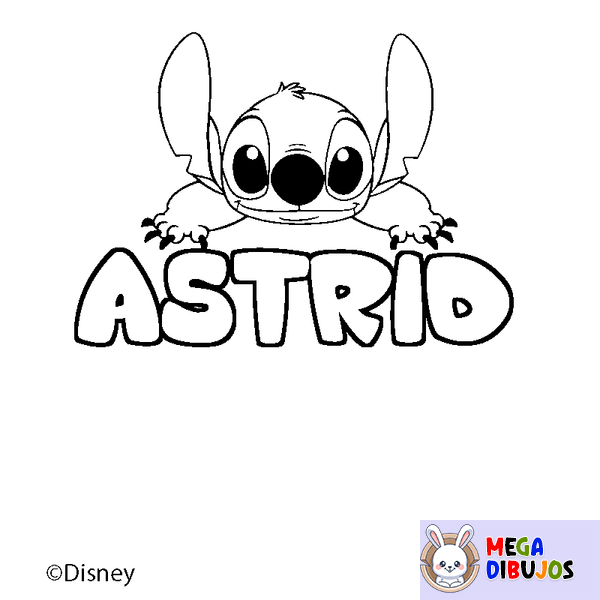 Coloraci&oacute;n del nombre ASTRID - decorado Stitch