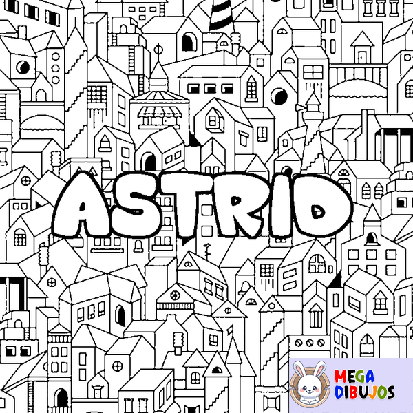 Coloraci&oacute;n del nombre ASTRID - decorado ciudad