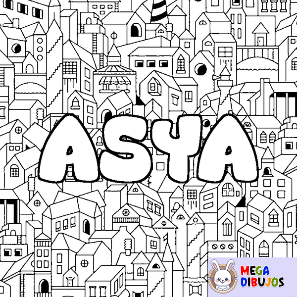 Coloraci&oacute;n del nombre ASYA - decorado ciudad