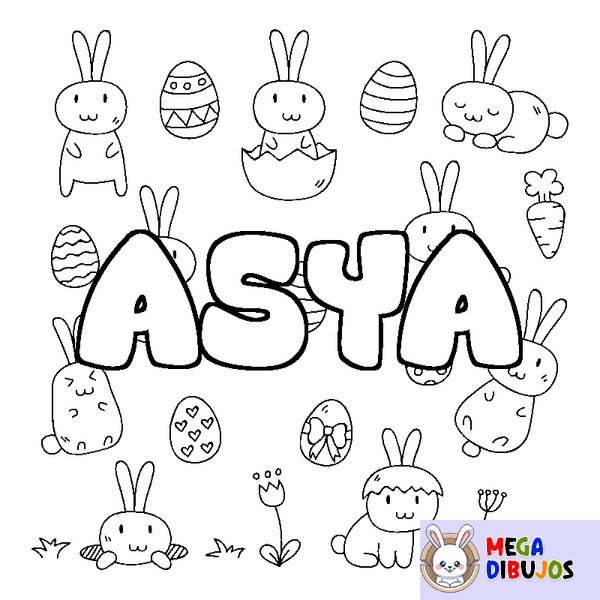 Coloraci&oacute;n del nombre ASYA - decorado Pascua