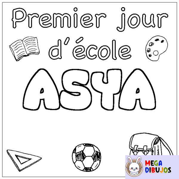 Coloraci&oacute;n del nombre ASYA - decorado primer d&iacute;a de escuela