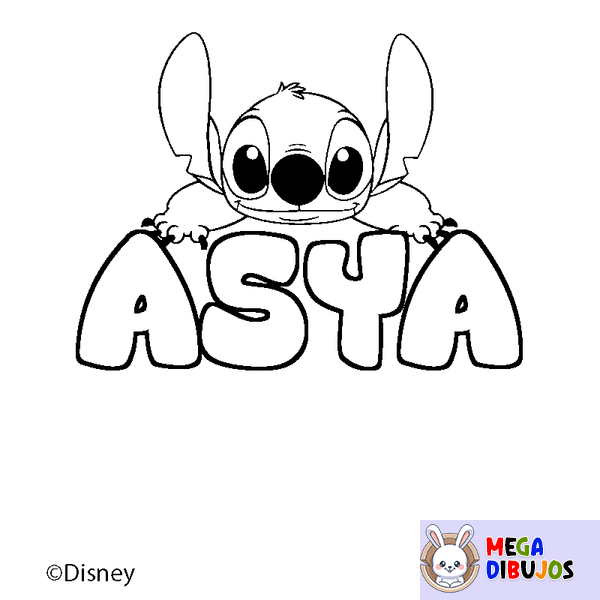 Coloraci&oacute;n del nombre ASYA - decorado Stitch