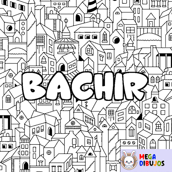 Coloraci&oacute;n del nombre BACHIR - decorado ciudad