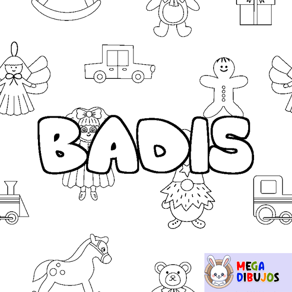 Coloraci&oacute;n del nombre BADIS - decorado juguetes