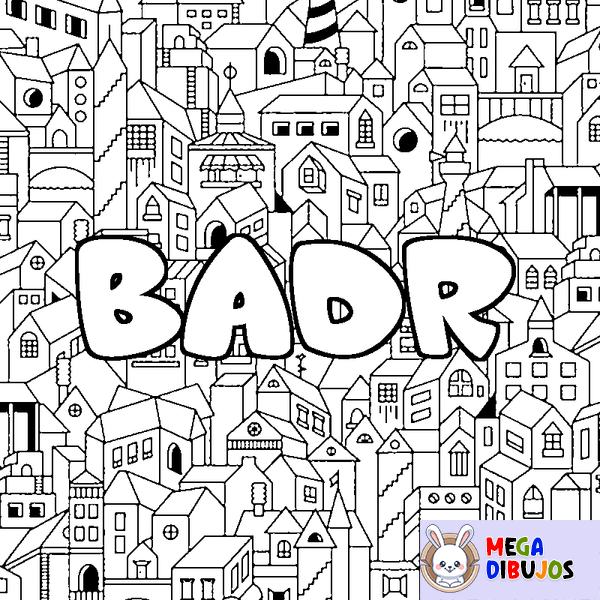 Coloraci&oacute;n del nombre BADR - decorado ciudad