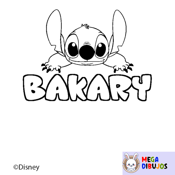 Coloraci&oacute;n del nombre BAKARY - decorado Stitch