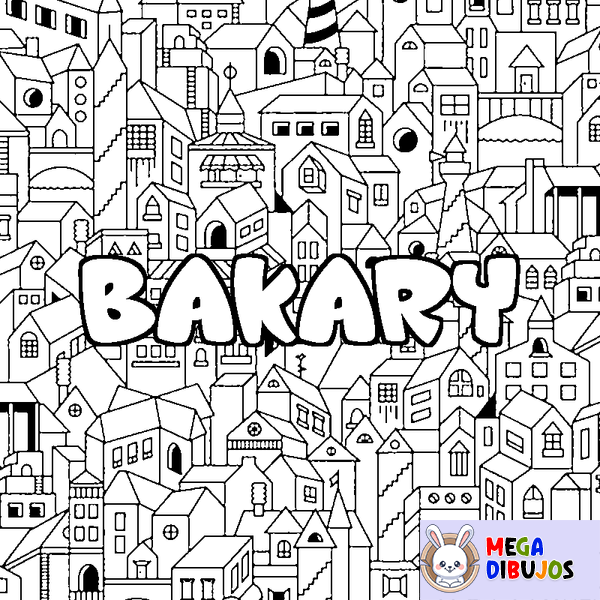 Coloraci&oacute;n del nombre BAKARY - decorado ciudad