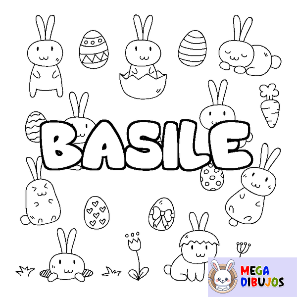 Coloraci&oacute;n del nombre BASILE - decorado Pascua