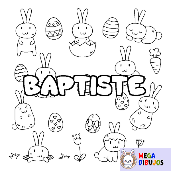Coloraci&oacute;n del nombre BAPTISTE - decorado Pascua