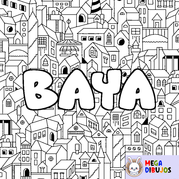 Coloraci&oacute;n del nombre BAYA - decorado ciudad