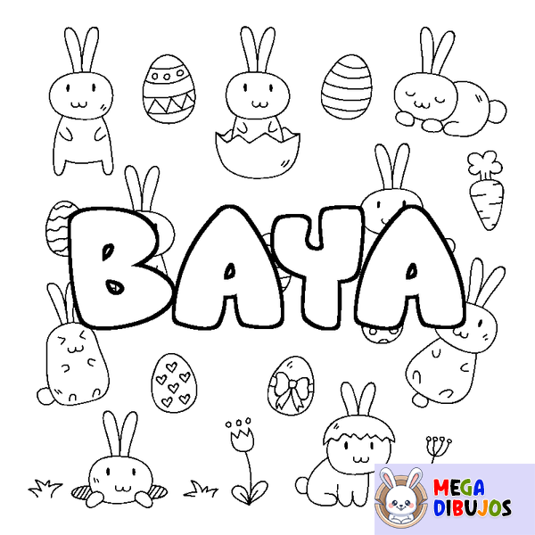 Coloraci&oacute;n del nombre BAYA - decorado Pascua