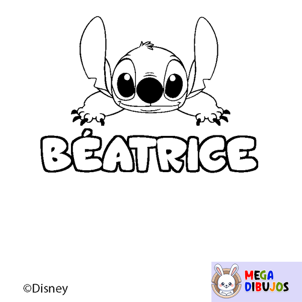 Coloraci&oacute;n del nombre B&Eacute;ATRICE - decorado Stitch