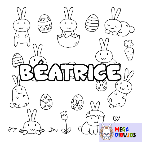 Coloraci&oacute;n del nombre B&Eacute;ATRICE - decorado Pascua