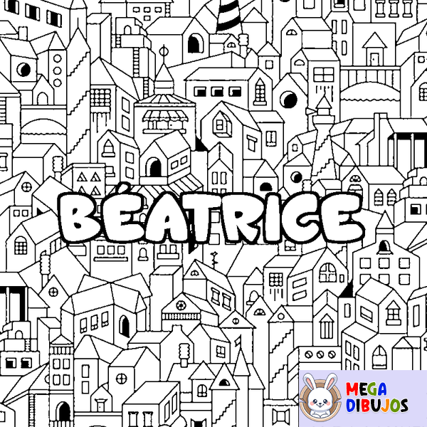 Coloraci&oacute;n del nombre B&Eacute;ATRICE - decorado ciudad