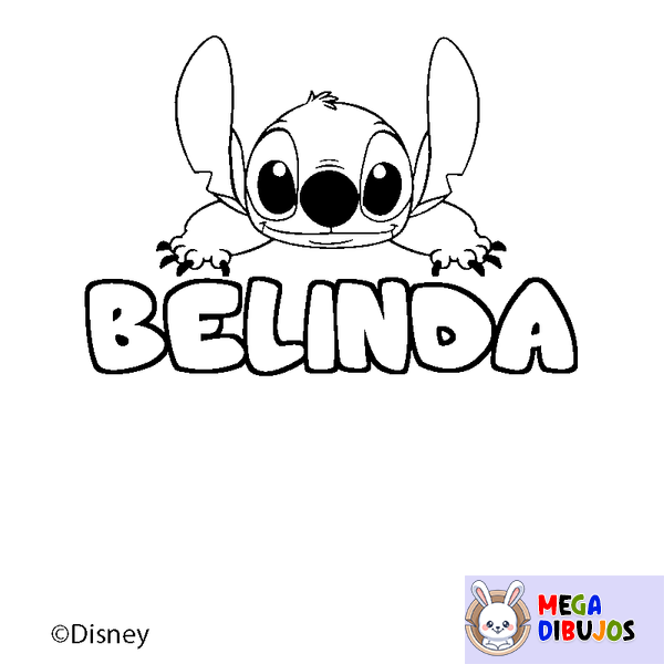 Coloraci&oacute;n del nombre BELINDA - decorado Stitch