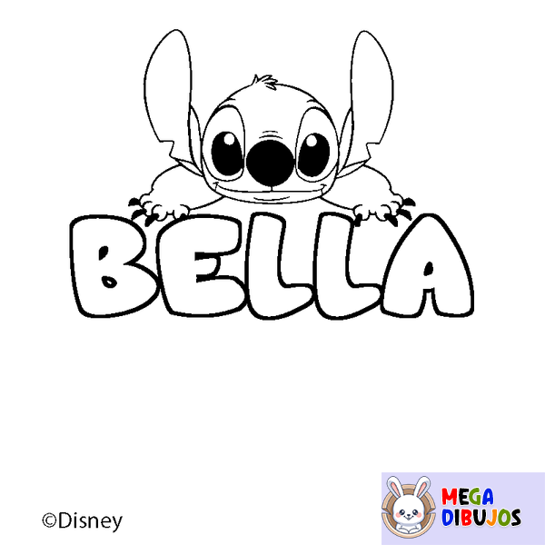 Coloraci&oacute;n del nombre BELLA - decorado Stitch