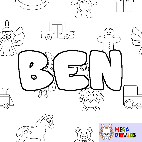 Coloraci&oacute;n del nombre BEN - decorado juguetes