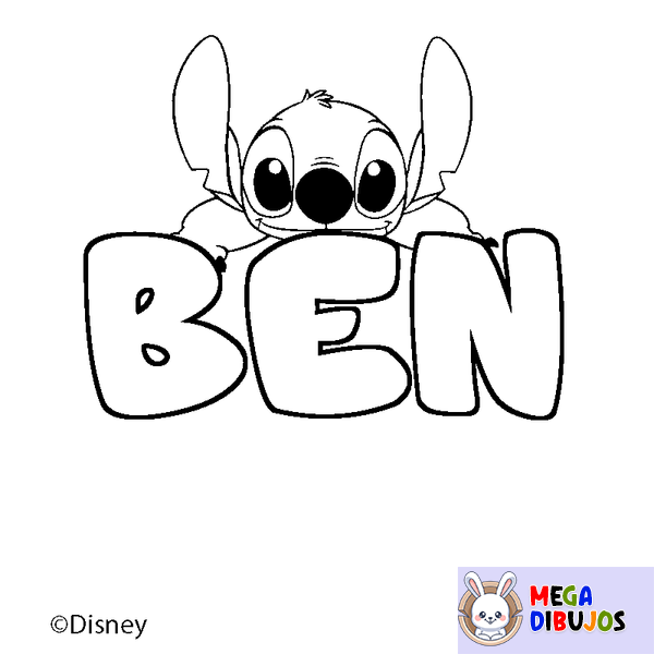 Coloraci&oacute;n del nombre BEN - decorado Stitch