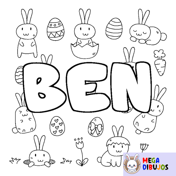 Coloraci&oacute;n del nombre BEN - decorado Pascua