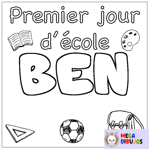 Coloraci&oacute;n del nombre BEN - decorado primer d&iacute;a de escuela