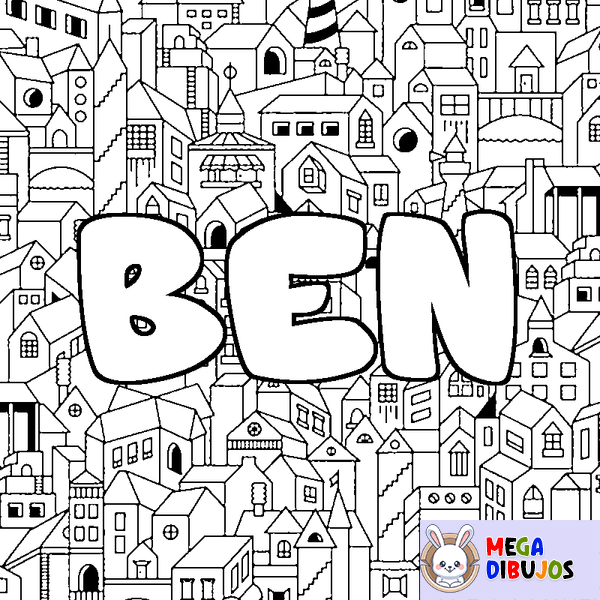 Coloraci&oacute;n del nombre BEN - decorado ciudad
