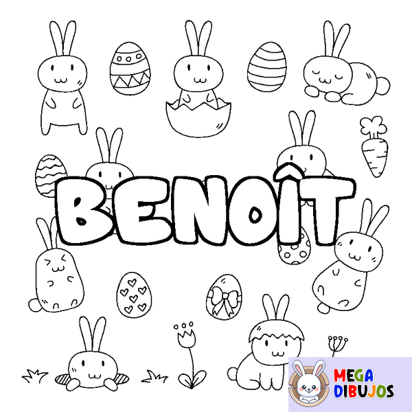 Coloraci&oacute;n del nombre BENO&Icirc;T - decorado Pascua