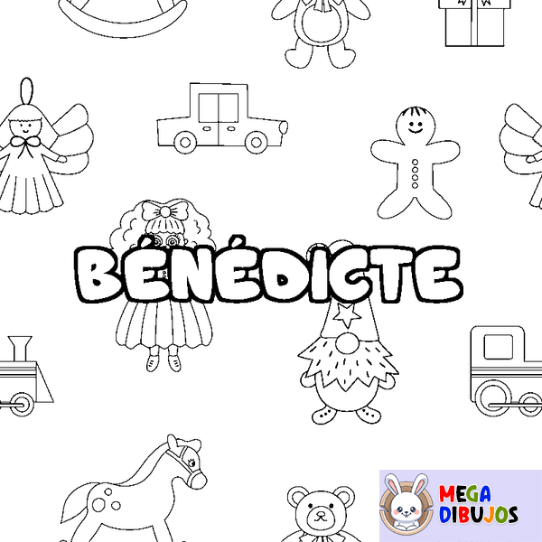 Coloraci&oacute;n del nombre B&Eacute;N&Eacute;DICTE - decorado juguetes