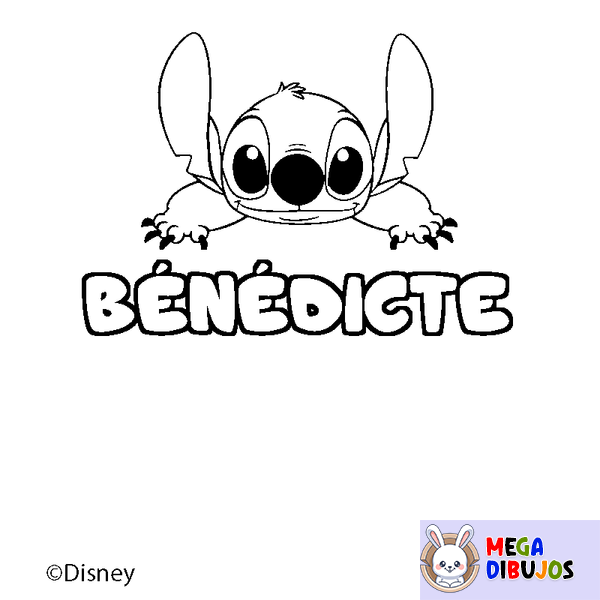 Coloraci&oacute;n del nombre B&Eacute;N&Eacute;DICTE - decorado Stitch