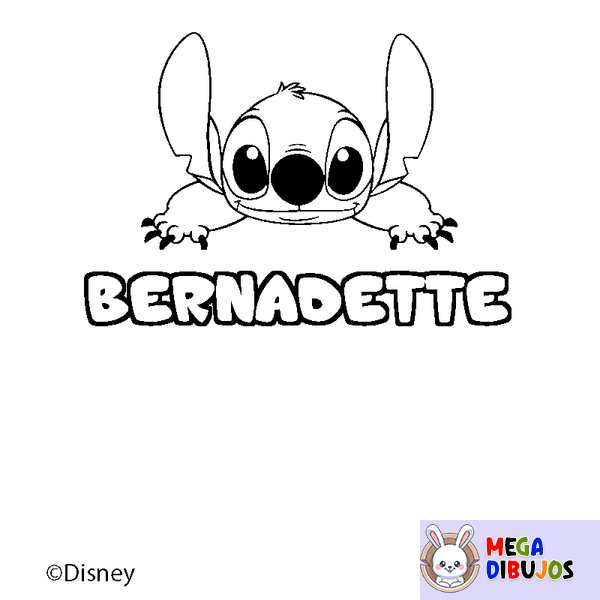 Coloraci&oacute;n del nombre BERNADETTE - decorado Stitch