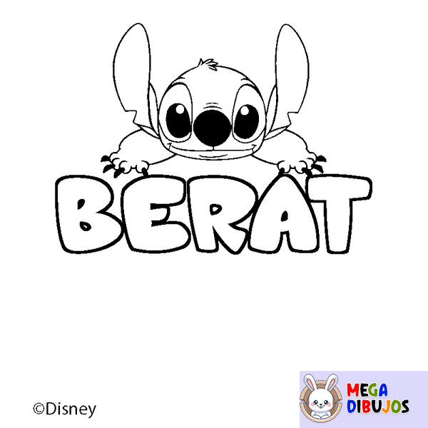 Coloraci&oacute;n del nombre BERAT - decorado Stitch