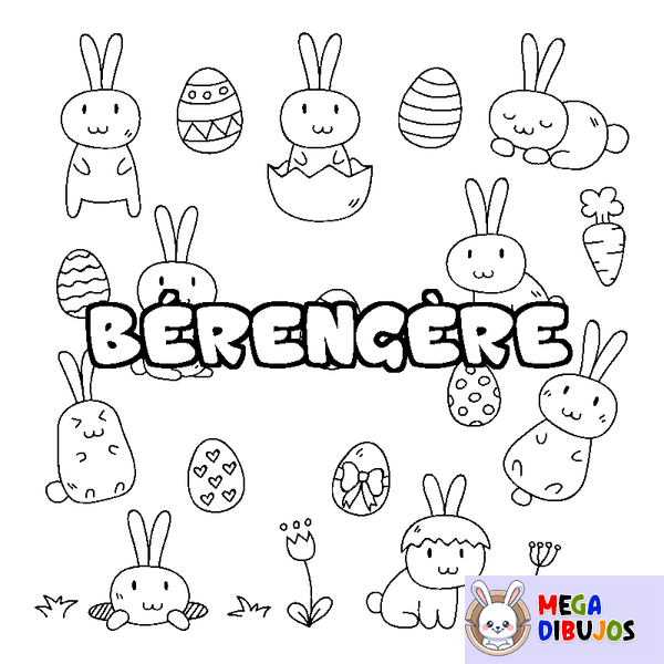 Coloraci&oacute;n del nombre B&Eacute;RENG&Egrave;RE - decorado Pascua