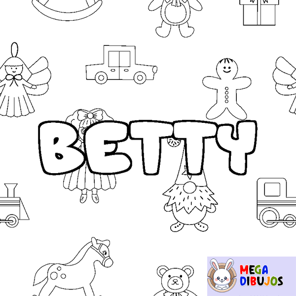 Coloraci&oacute;n del nombre BETTY - decorado juguetes