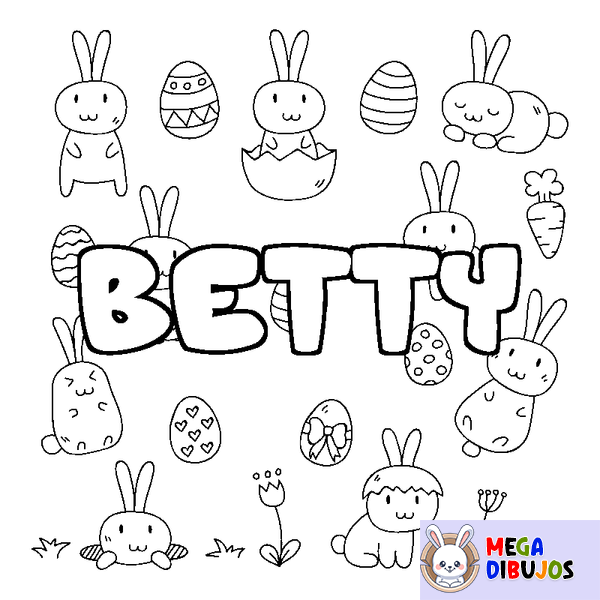 Coloraci&oacute;n del nombre BETTY - decorado Pascua