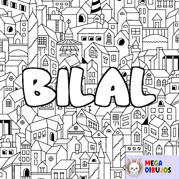 Coloraci&oacute;n del nombre BILAL - decorado ciudad