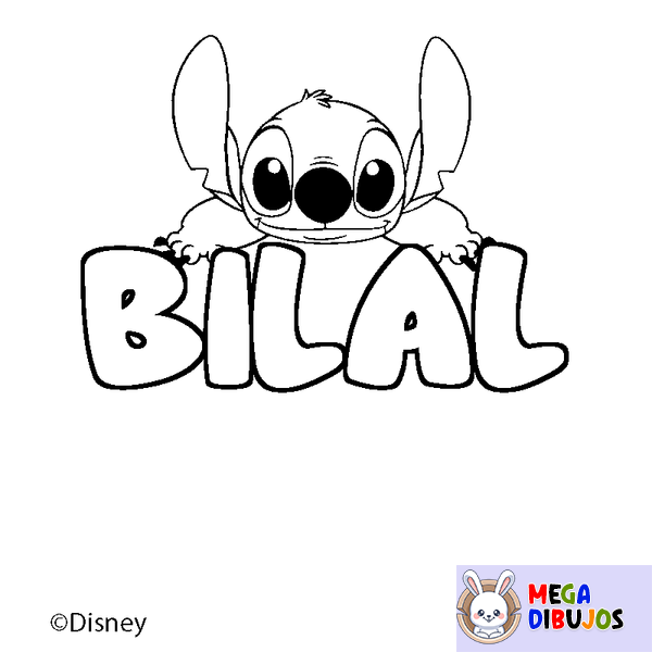 Coloraci&oacute;n del nombre BILAL - decorado Stitch