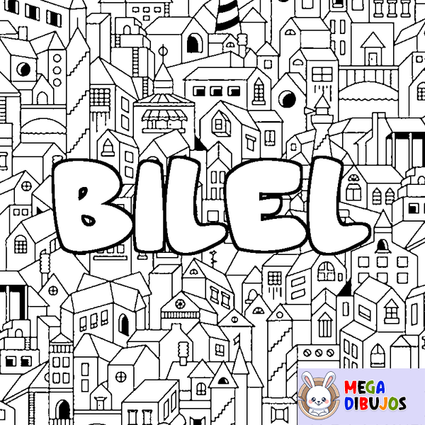 Coloraci&oacute;n del nombre BILEL - decorado ciudad