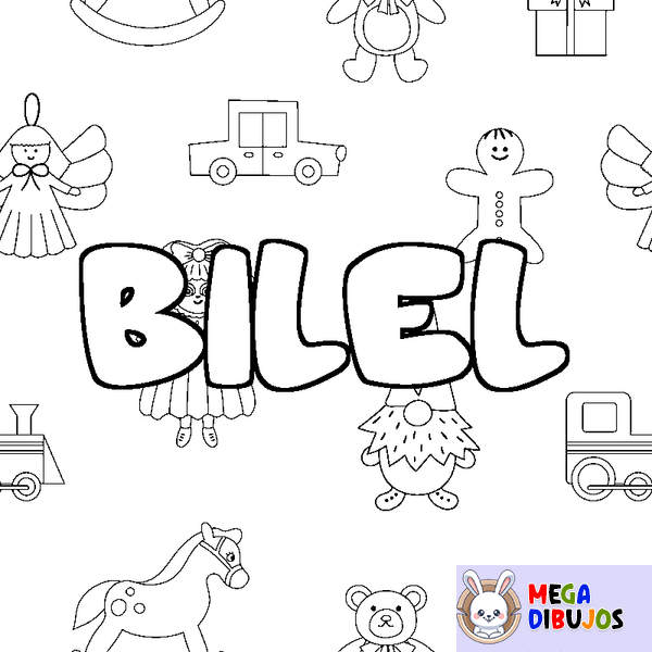 Coloraci&oacute;n del nombre BILEL - decorado juguetes