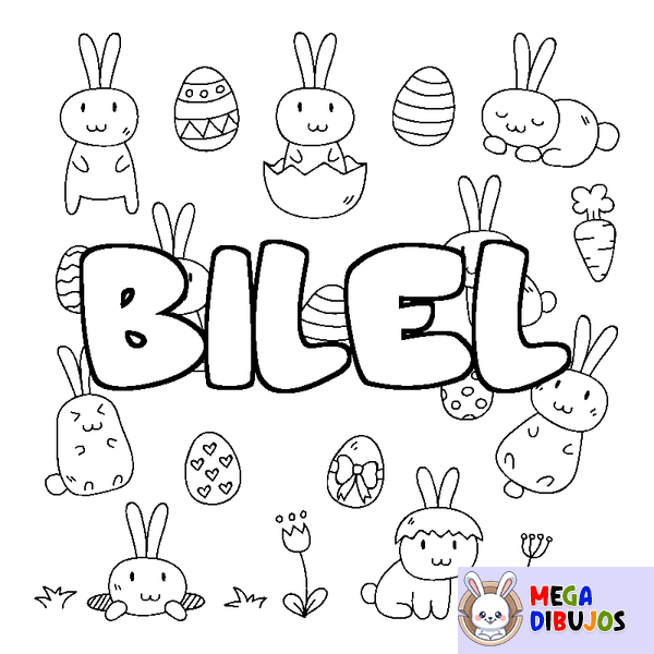Coloraci&oacute;n del nombre BILEL - decorado Pascua