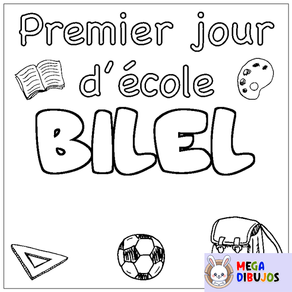 Coloraci&oacute;n del nombre BILEL - decorado primer d&iacute;a de escuela