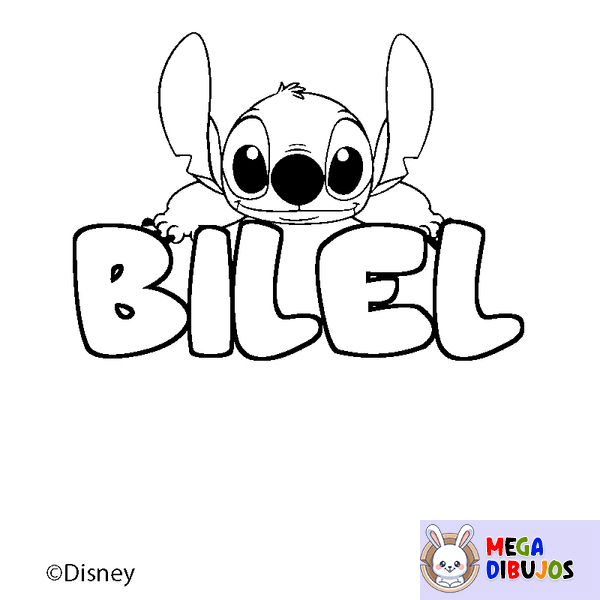 Coloraci&oacute;n del nombre BILEL - decorado Stitch
