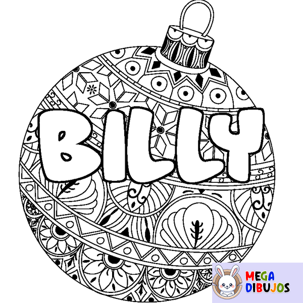 Coloraci&oacute;n del nombre BILLY - decorado bola de Navidad