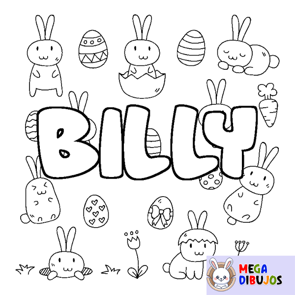 Coloraci&oacute;n del nombre BILLY - decorado Pascua