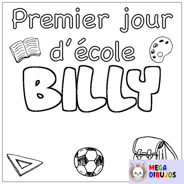 Coloraci&oacute;n del nombre BILLY - decorado primer d&iacute;a de escuela