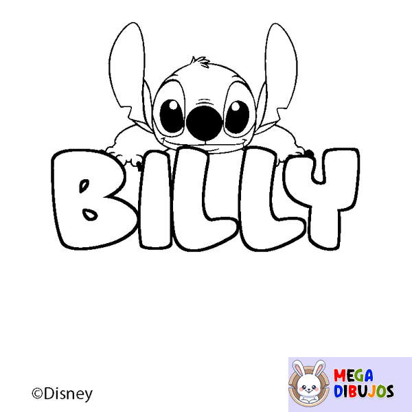 Coloraci&oacute;n del nombre BILLY - decorado Stitch