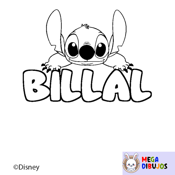 Coloraci&oacute;n del nombre BILLAL - decorado Stitch